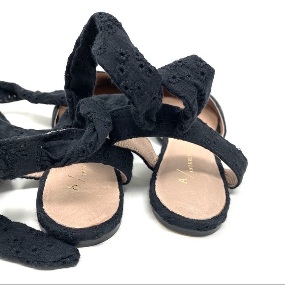 Anthropologie black eyelet point toe tie up flats - Picture 7 of 9